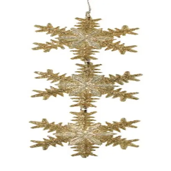 Kurt Adler 6.75" Gold and Silver Glittered Snowflake Trio Christmas Ornament {1}