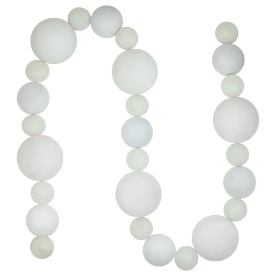 Northlight 3-Finish Shatterproof Ball Christmas Garland - 6' x 4" - White - Unlit {1}