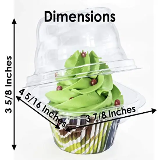 Individual Cupcake Container (Pack of 100) - Single Compartment Cupcake Carrier Holder Box - Stackable - Deep Dome - Clear Plastic - BPA-Free {1}