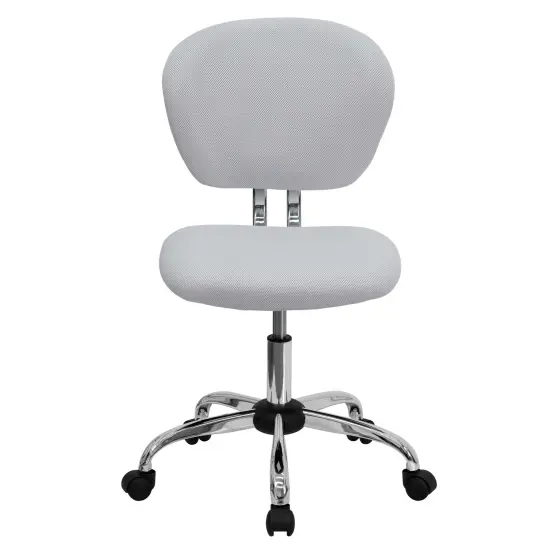 Emma and Oliver Mid-Back Mesh Padded Swivel Task Office Chair with Chrome Base White {3}