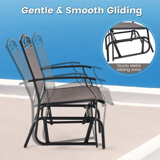 Set of 2 Outdoor Metal Glider Armchairs with Weather-resistant Fabric {4}