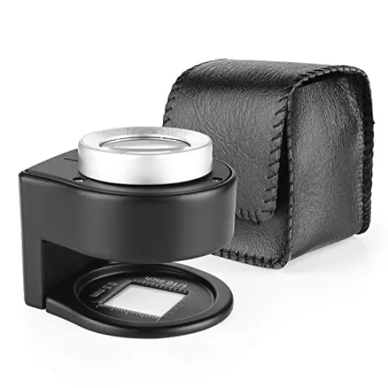 30X Loupe Magnifier with 6 Light,Desktop Portable Metal Magnifier Folding Scale Sewing Magnifing Glass for Textile Optical Jewelry Tool Coins Currency (Black) {1}