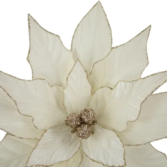 Northlight 24" Cream Poinsettia Christmas Stem Spray Ivory {5}