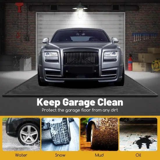 Costway Garage Floor Mat Non-Slip Containment Mat for Waterproof Protection Black Middle/Large {5}