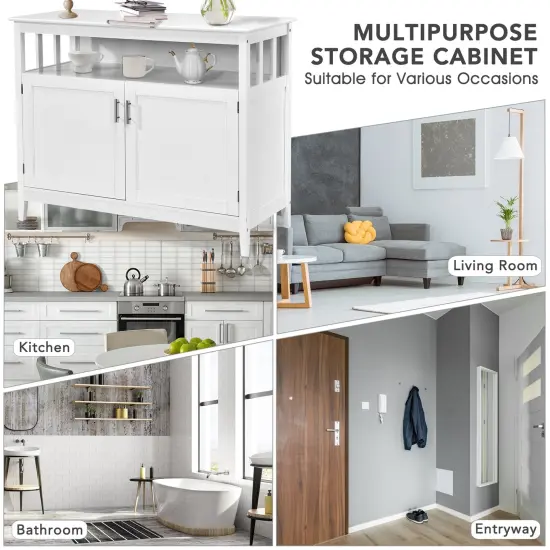 Modern Wooden Kitchen Storage Cabinet White {2}