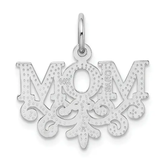 14K White Gold Mom Charm Family Mother Jewelry Pendant 20mm x 17mm {4}