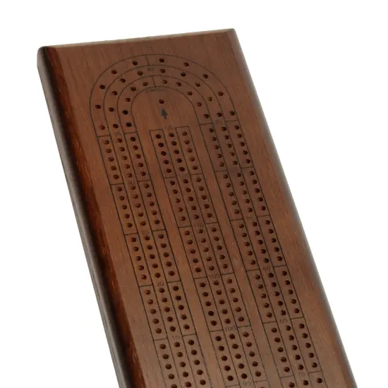 WE Games Classic Cribbage Set - Solid Wood Continuous 3 Track Board with Metal Pegs {5}
