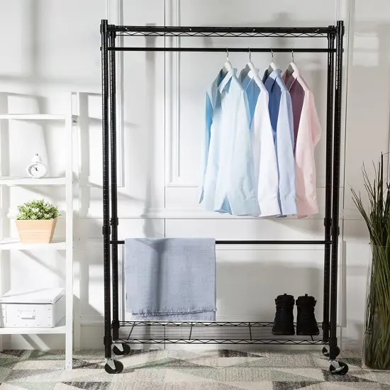 Closet Organizer Garment Rack Clothes Hanger Home Shelf Heavy Duty Furniture Garment Racks RT {2}