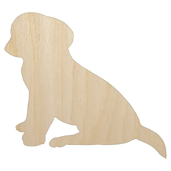 Puppy Dog Sitting Solid Unfinished Wood Shape Piece Cutout for DIY Craft Projects {1}