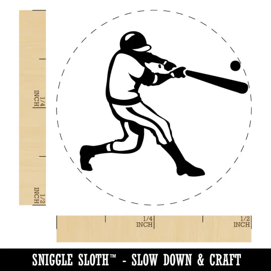 Baseball Player Batter Hitting Ball Self-Inking Rubber Stamp Ink Stamper for Stamping Crafting Planners Fuchsia {1}