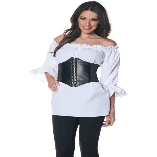 Women's White Renaissance 3/4 Sleeve Costume Shirt {1}