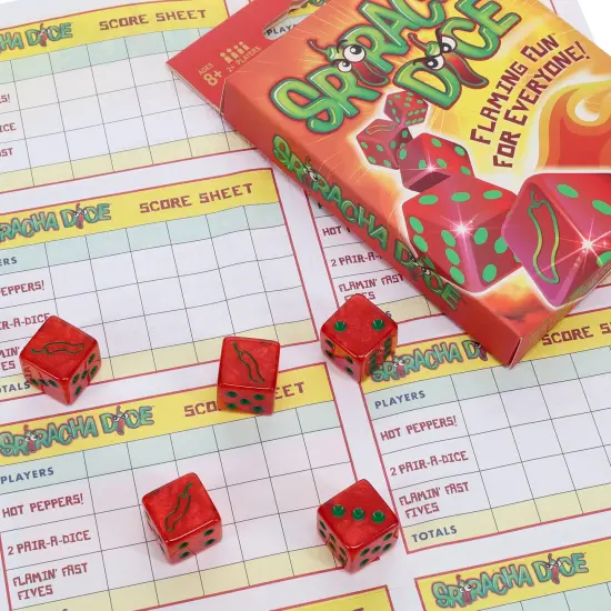 TDC Games Sriracha Dice Game - Flaming Fun for Everyone, Great for Party Favors, Family Games, Stocking Stuffer, Bar Games, Travel Games {5}