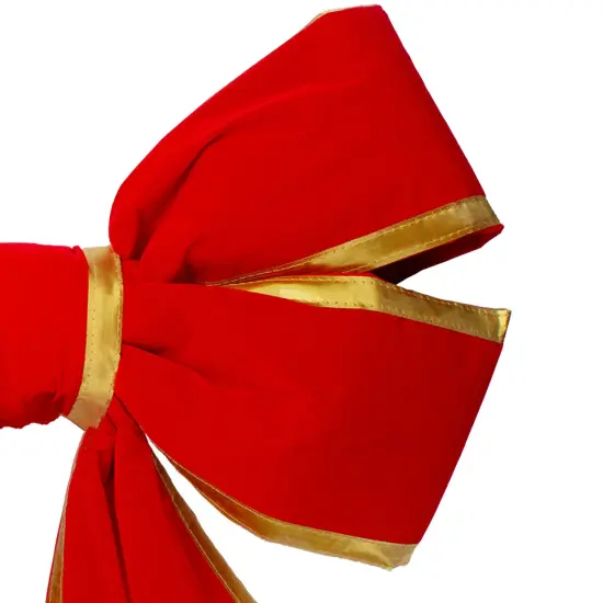 Northlight Giant 3D 4-Loop Velveteen Commercial Christmas Bow with Trim - 25" x 37" - Red and Gold {3}