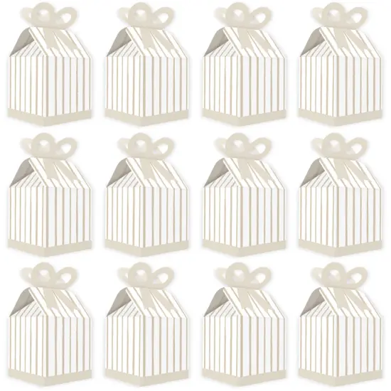 Big Dot of Happiness Tan Stripes - Square Favor Gift Boxes - Simple Party Bow Boxes - Set of 12 {6}