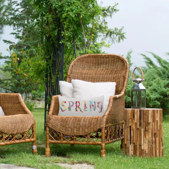 C&F Home 23" Off White Spring Floral Embroidered Throw Pillow Beige {3}