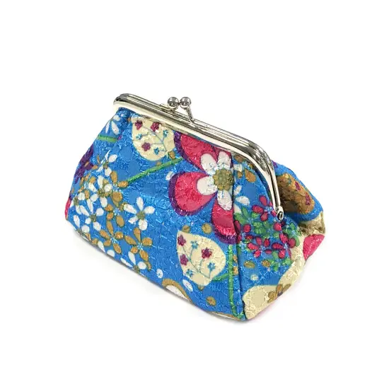 Wrapables Canvas and Embroidered Floral Coin Purse Clutch Wallet (Set of 2) Violet and Blue {3}