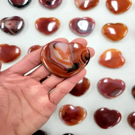 Carnelian Crystal Heart Palm Stones {5}