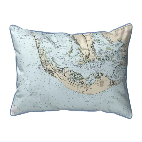 Sanibel Island Map Pillow 11x14 &ndash; Small Corded Decor {1}