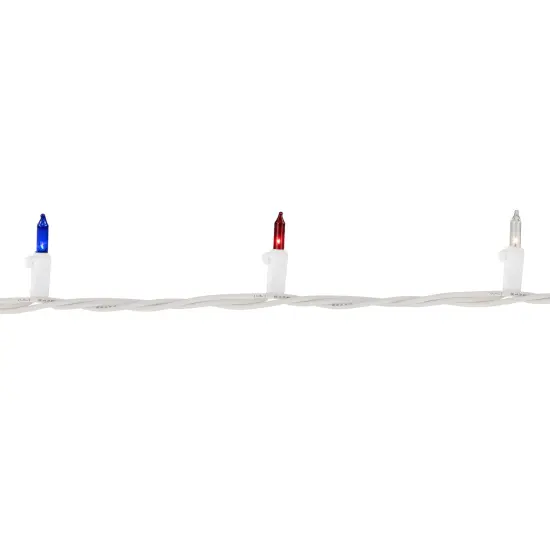 Brite Star Patriotic Chasing Mini Light Set - Red, Clear and Blue - 34ft White Wire - 150ct {4}