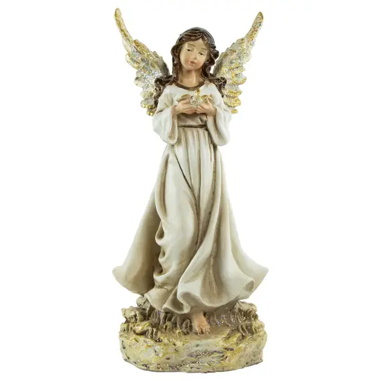 Northlight 11" White Serene Angel with Dove Figure {1}