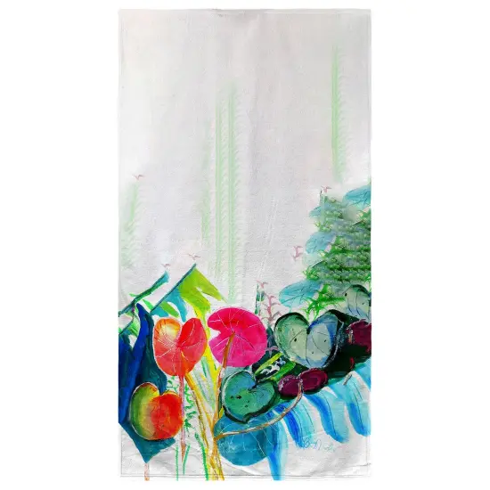 Betsy Drake Cyclamen Plant Beach Towel Multicolor {1}
