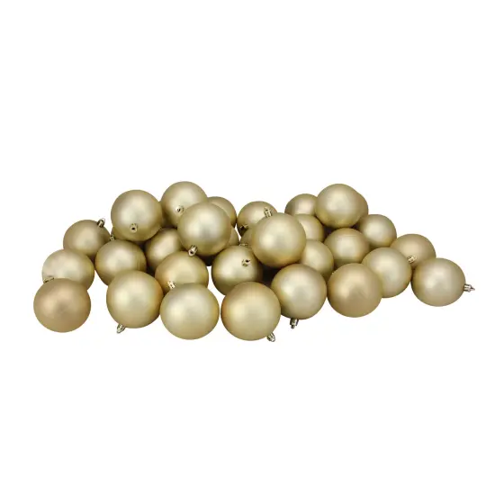 Northlight Matte Shatterproof Christmas Ball Ornaments 3.25" (80mm) - Champagne Gold - 32ct {1}