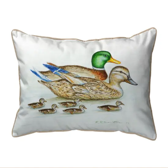 Betsy Drake Mallard Family Ducks Extra Large 20 X 24 Indoor / Outdoor Pillow {1}