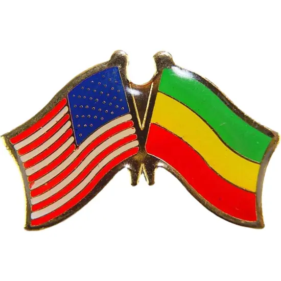American & Ethiopia Flags Pin 1" {1}