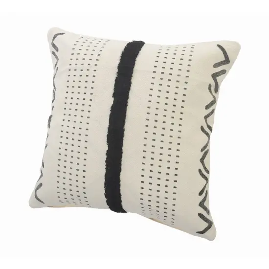 Laddha Home Designs 20" Black and Cream White Striped Square Throw Pillow {6}