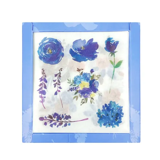 Wrapables Washi Scrapbooking Stickers Box Set Blue Floral {5}