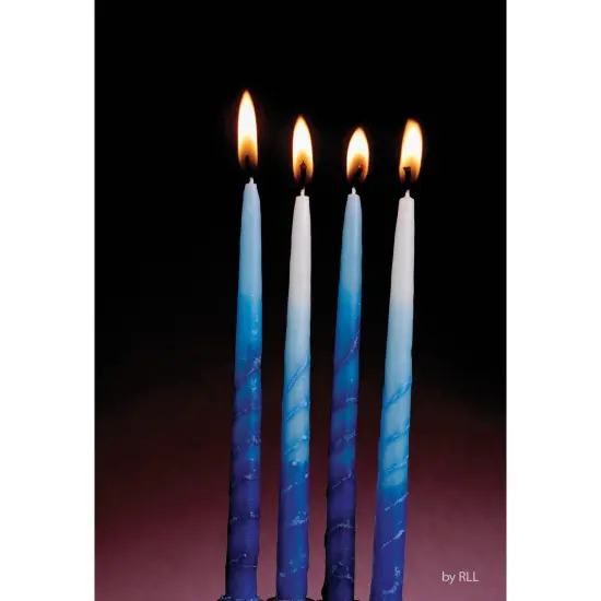 Rite Lite Blue and White Hanukkah Premium Hand Dipped Candles 5" {5}