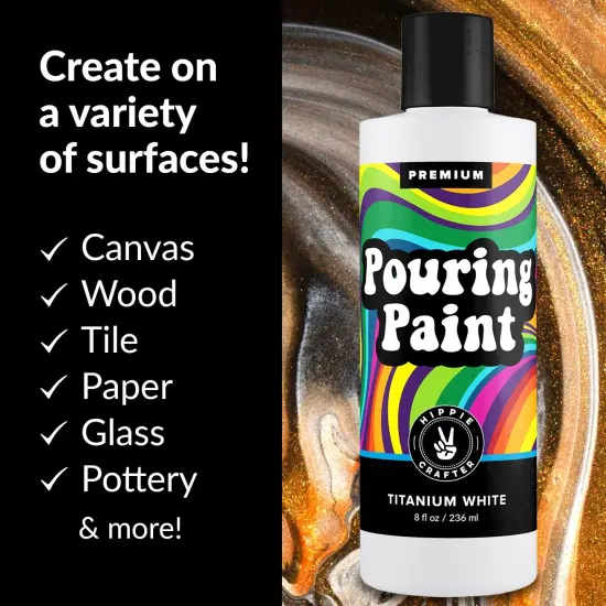 Black or White Pouring Paint Acrylic Pouring for Pour Art and Flow Painting 8oz 236 ml Bottle Mars Black or Titanium White {6}