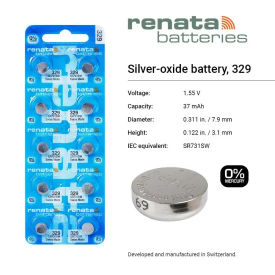 Renata 329 SR731SW 1.55V Silver Oxide Watch Battery {3}