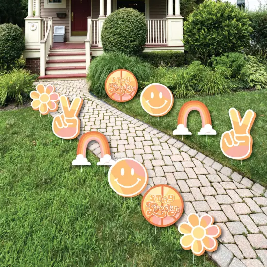 Big Dot of Happiness Stay Groovy - Lawn Decorations - Outdoor Boho Hippie Party Yard Decorations - 10 Piece {1}