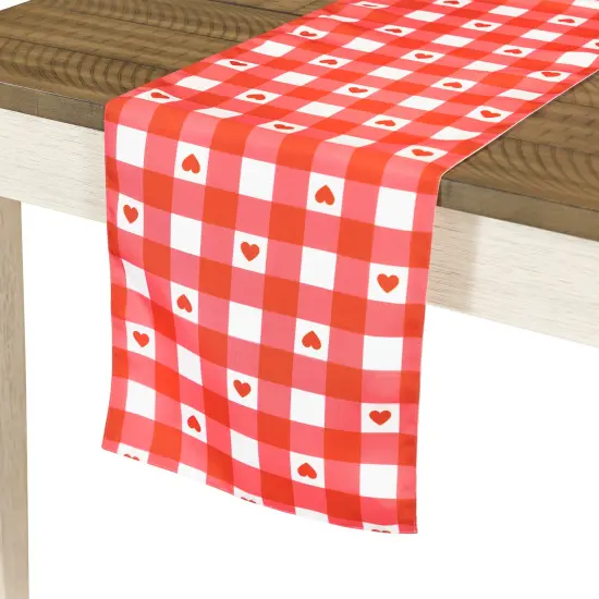 Northlight Checkered Hearts Valentine's Day Table Runner - 72" - Red and White {6}