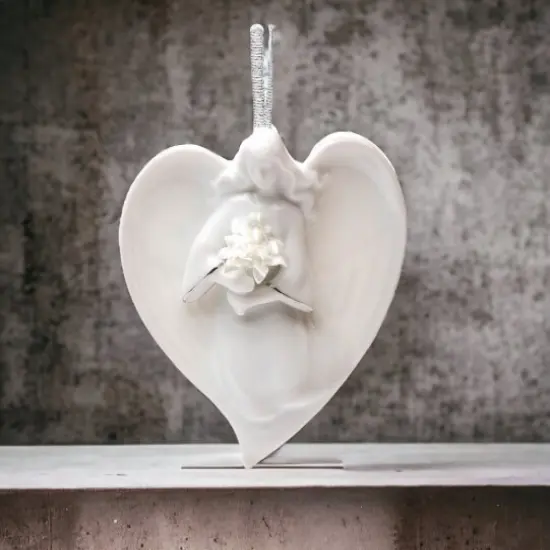 Ceramic Angel Holding Flowers Ornament, Home D&eacute;cor, Religious D&eacute;cor, Religious Gift, Church D&eacute;cor, Baptism Gift {2}