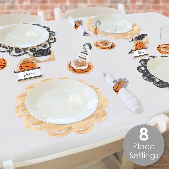 Big Dot of Happiness Nothin&rsquo; But Net - Basketball - Baby Shower or Birthday Party Paper Charger & Table Decorations Chargerific Kit for 8 {3}