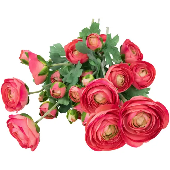 Northlight Real Touch&trade; Coral Pink Ranunculus Artificial Floral Sprays, Set of 6 - 21" {6}