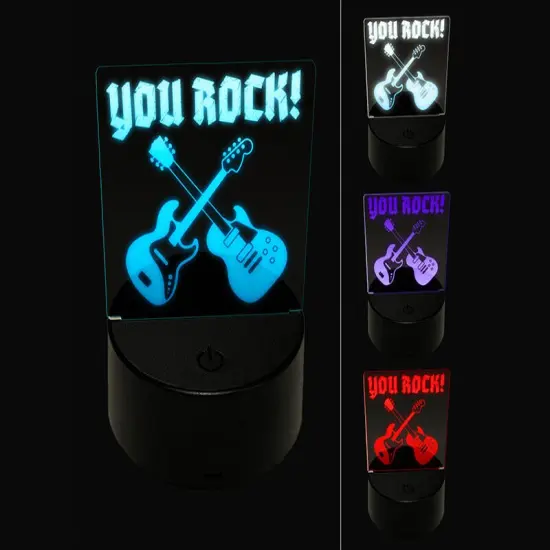You Rock Electric Guitars 3D Illusion LED Night Light Sign Nightstand Desk Lamp {1}