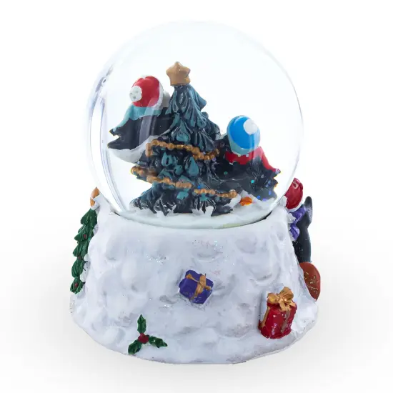 Penguins' Festive Tree Celebration Snow Water Globe {5}