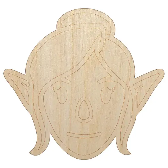 Elf Female Character Face Unfinished Wood Shape Piece Cutout for DIY Craft Projects {7}