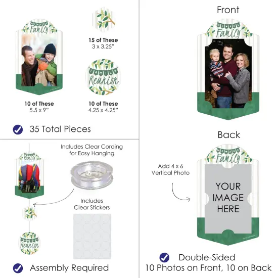 Big Dot of Happiness Family Tree Reunion - Family Gathering Party Vertical Photo Garland 35 Pieces {4}
