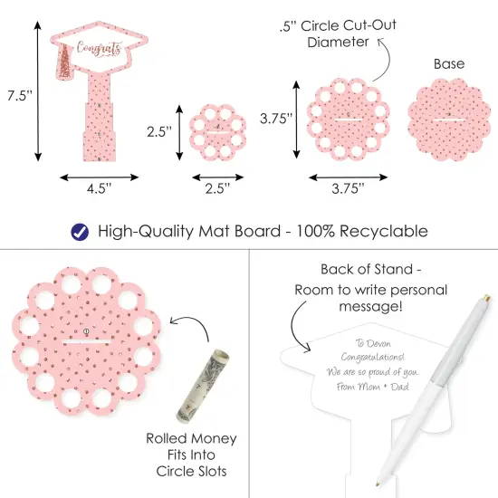 Big Dot of Happiness Rose Gold Grad - DIY Graduation Party Money Holder Gift - Cash Cake {4}