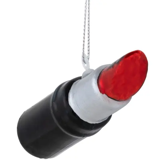 Northlight 3.75" Black and Red Lipstick Glass Christmas Ornament {1}
