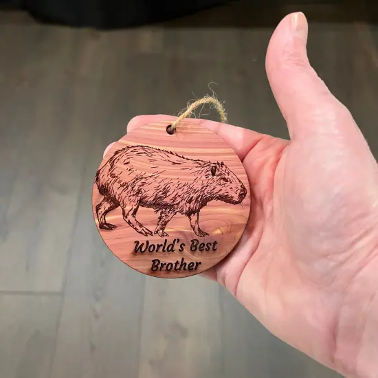 Worlds Best Brother Capybara - Cedar Ornament {4}