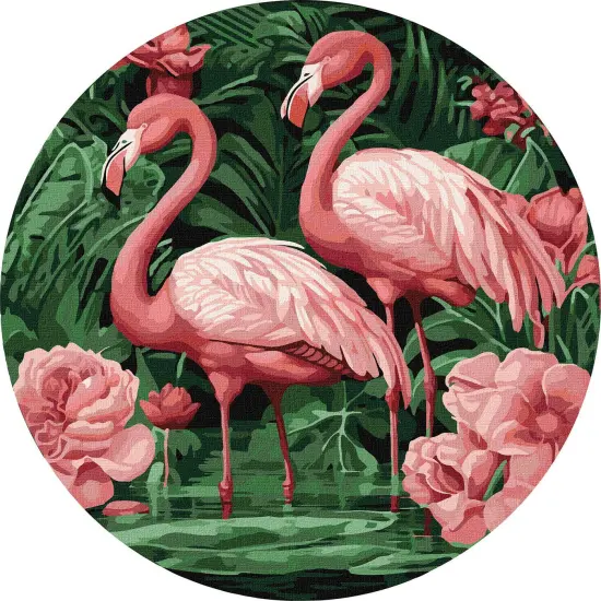 Painting by Numbers kit Flamingos in flowers KHO-R1005 {2}