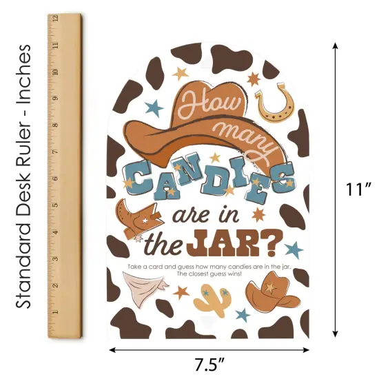 Big Dot of Happiness My First Rodeo - How Many Candies Little Cowboy 1st Birthday Party Game - 1 Stand and 40 Cards - Candy Guessing Game {7}