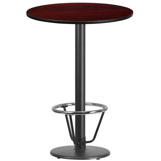 Emma and Oliver 30" Round Laminate Bar Table with 18" Round Foot Ring Base Natural {3}