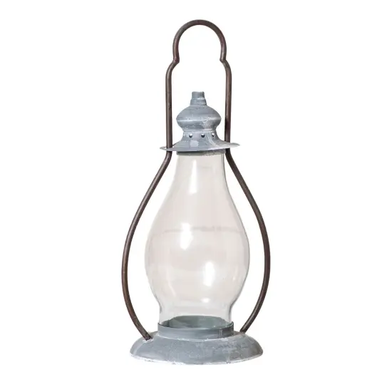 Irvins Country Tinware Carriage House Lantern in Weathered Zinc Grey {1}