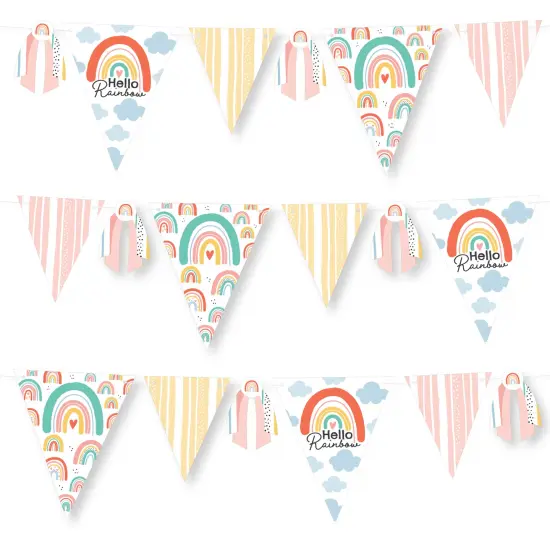 Big Dot of Happiness Hello Rainbow - DIY Boho Baby Shower and Birthday Party Pennant Garland Decoration - Triangle Banner - 30 Pieces {1}